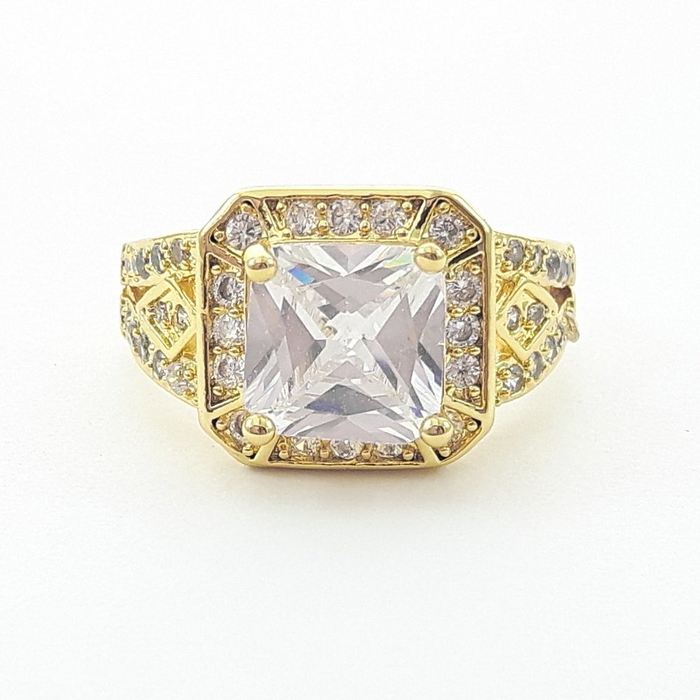 Parisian Art Deco Cocktail Ring in Gold tone sise 6